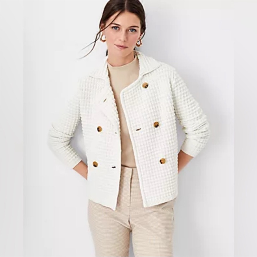 Ann Taylor Textured Double Breasted Sweater Jacket Size Woman’s XXL